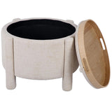 Bellamy Storage Stool w/ Reversible Tray Top, Cream