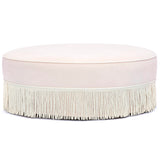 Tassy Tasseled Round Ottoman, Pink