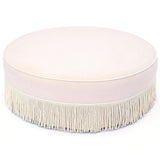 Tassy Tasseled Round Ottoman, Pink