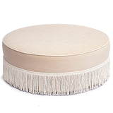 Tassy Tasseled Round Ottoman by TOV