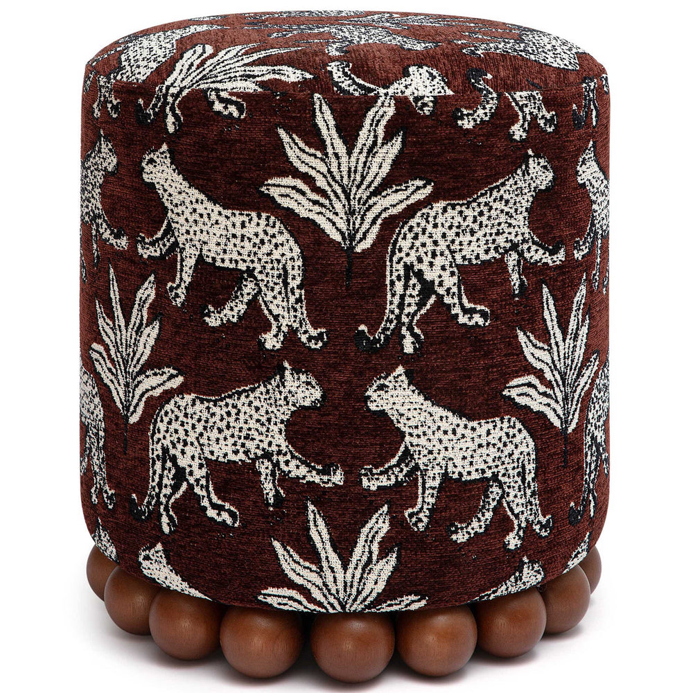 Dex Leopard Ottoman, Brown