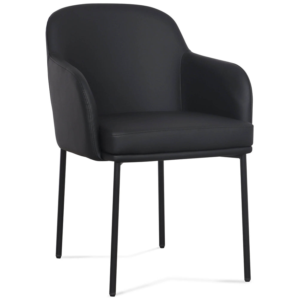 Sydney Vegan Leather Arm Chair, Black, Set of 2