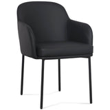 Sydney Vegan Leather Arm Chair, Black, Set of 2