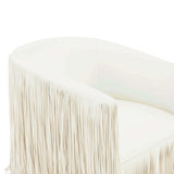 Shag Me Vegan Leather Swivel Chair, Ivory