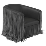 Shag Me Vegan Leather Swivel Chair, Black/White