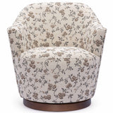 Skyla Swivel Chair, Beige Floral