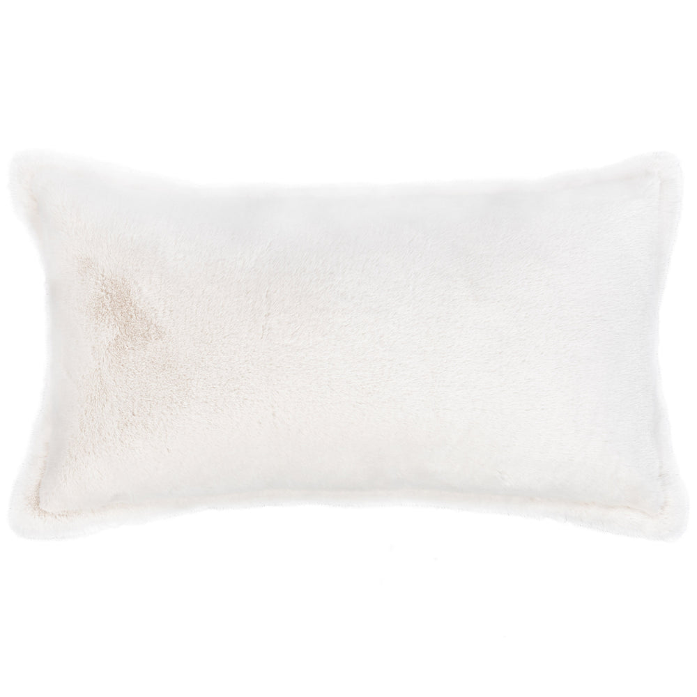 Taiga Faux Fur Lumbar Pillow, Ivory-Accessories-High Fashion Home