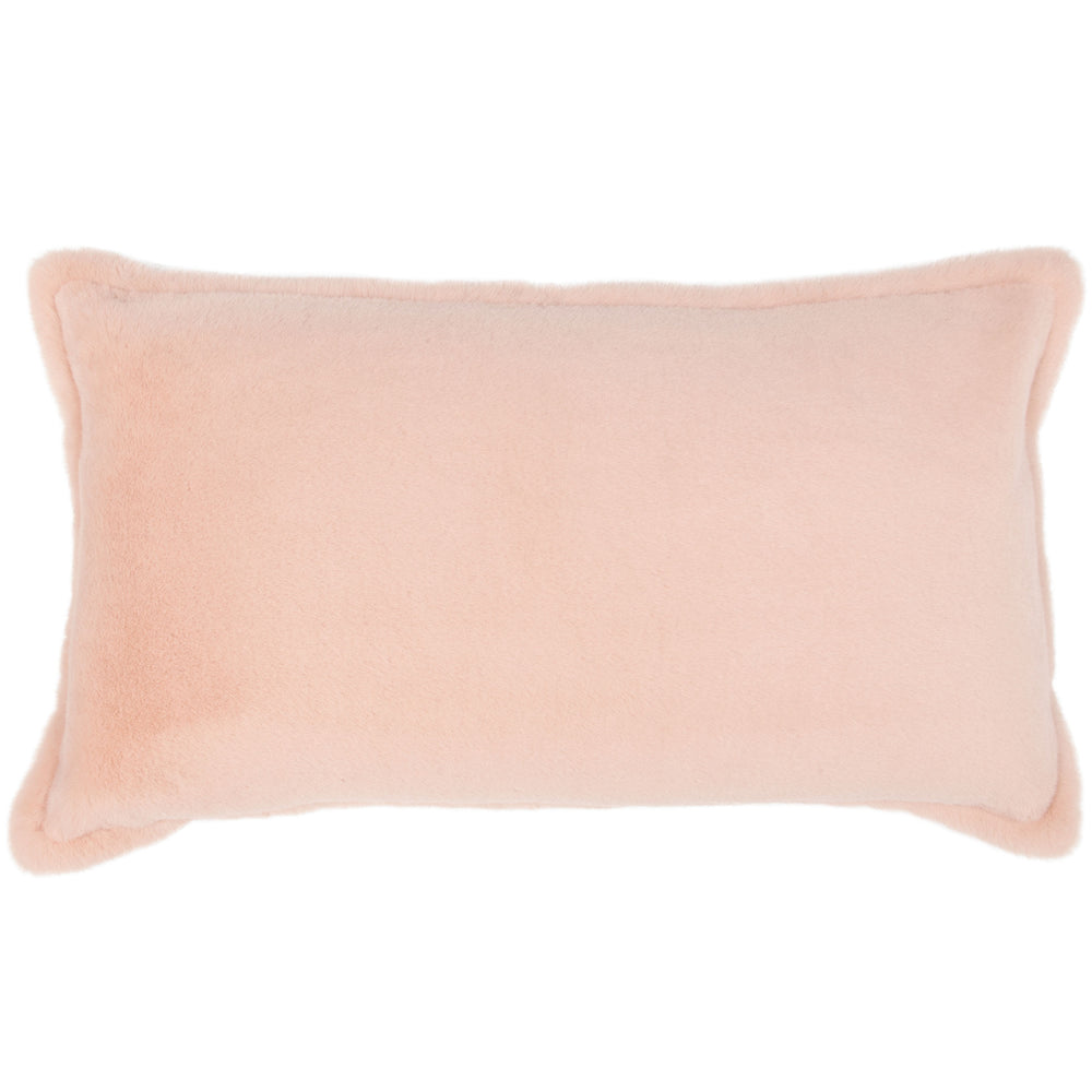 Taiga Faux Fur Lumbar Pillow, Peach-Accessories-High Fashion Home