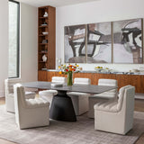 Taji Rectangular Dining Table, Grey Ceramic/Titanium Base