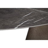 Taji Oval Dining Table, Polished Grey/Textured Silver Base-Furniture - Dining-High Fashion Home