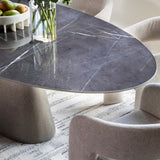Taji Oval Dining Table, Polished Grey/Textured Silver Base-Furniture - Dining-High Fashion Home