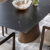 Taji Rectangular Dining Table, Black/Gold Beaten Metal Base-Furniture - Dining-High Fashion Home