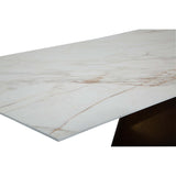 Taji Rectangular Dining Table, Calcatta/Gold Beaten