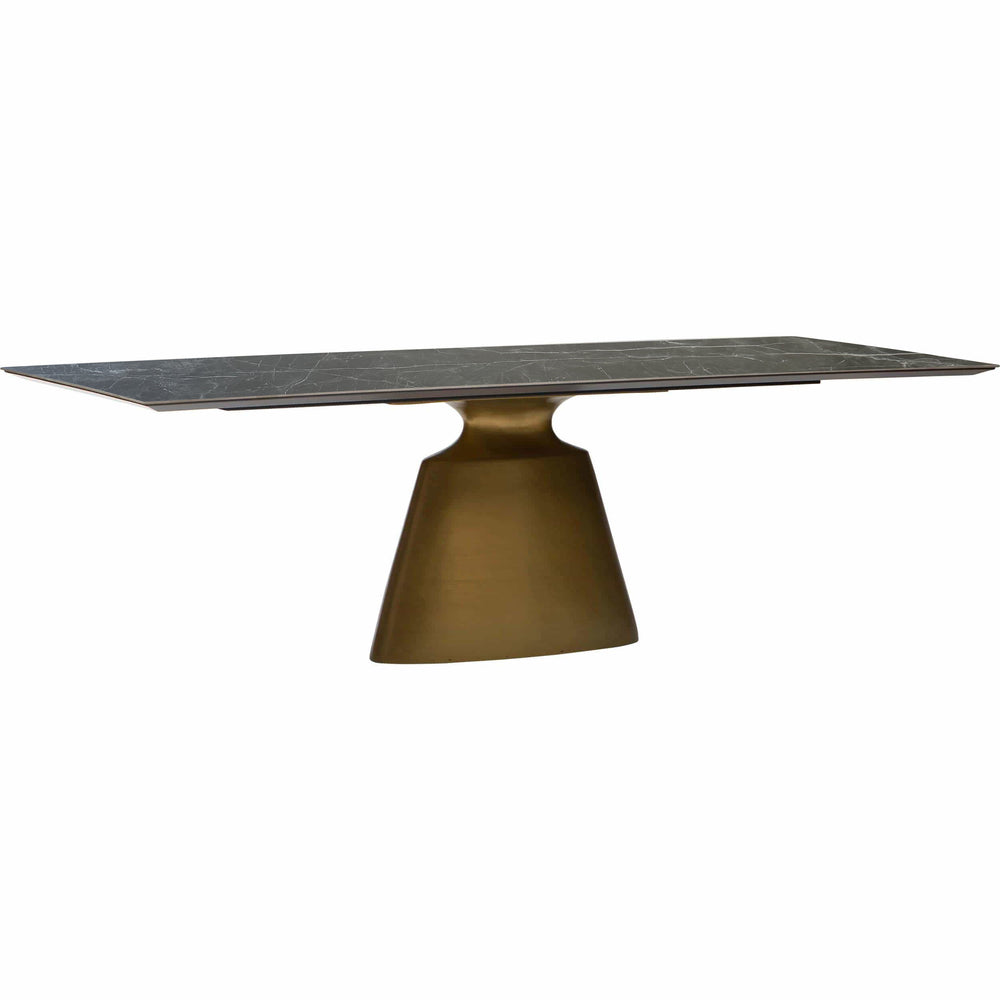Taji Rectangular Dining Table, Gray/Gold Base