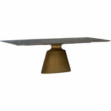 Taji Rectangular Dining Table, Gray/Gold Base