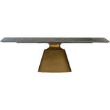 Taji Rectangular Dining Table, Gray/Gold Base