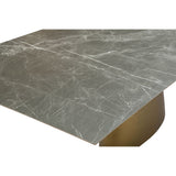 Taji Rectangular Dining Table, Gray/Gold Base