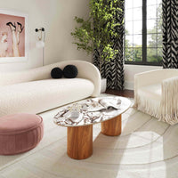 Tamara Oval Coffee Table, Marble Ceramic-Furniture - Accent Tables-High Fashion Home