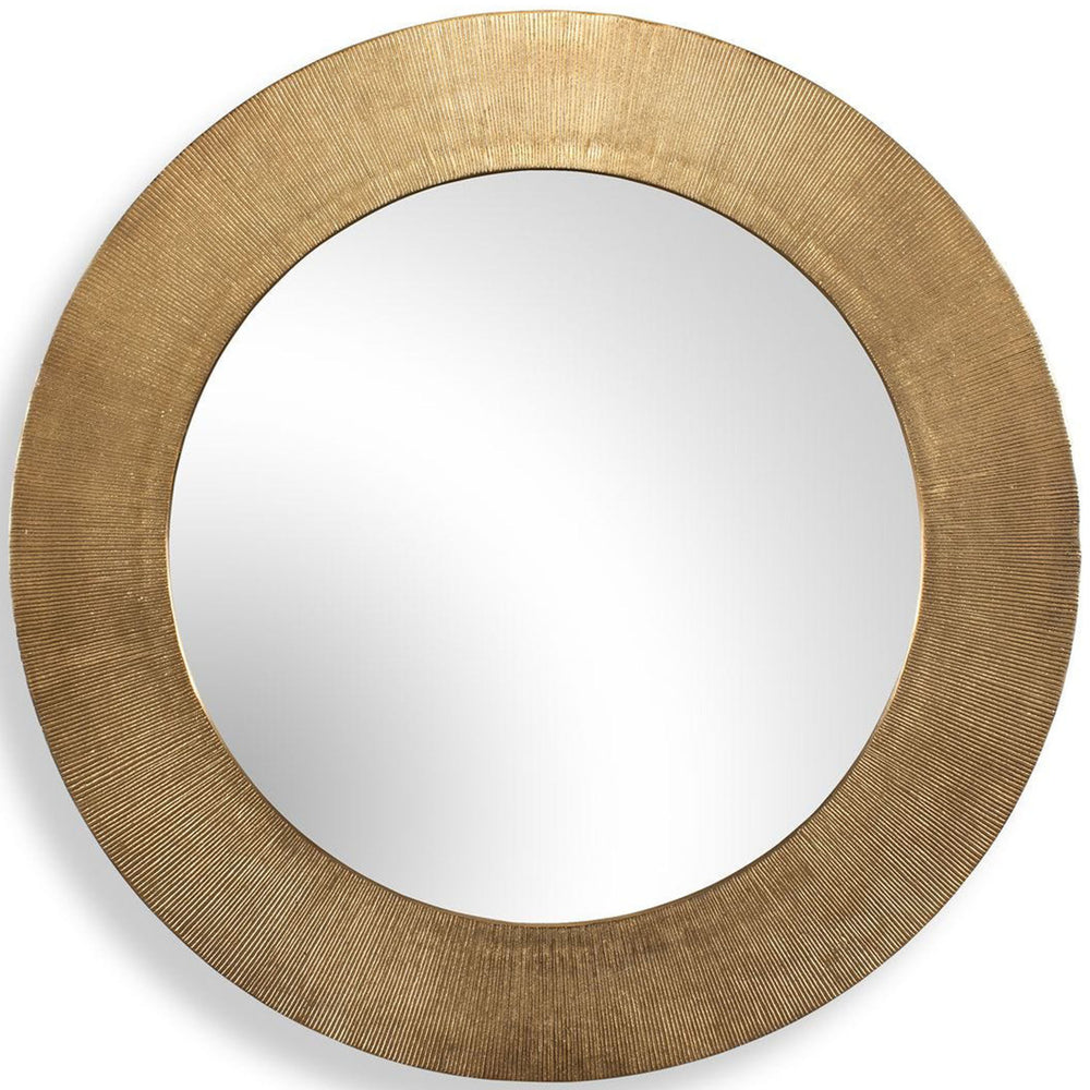 Tano Round Mirror, Antique Brass