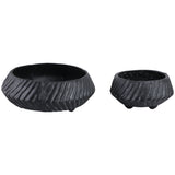 Tapered Bowls w/Lines, Black, Set of 2-Accessories-High Fashion Home