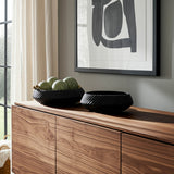 Tapered Bowls w/Lines, Black, Set of 2-Accessories-High Fashion Home
