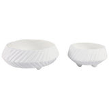 Tapered Bowls w/Lines, White, Set of 2-Accessories-High Fashion Home
