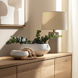 Tapered Bowls w/Lines, White, Set of 2-Accessories-High Fashion Home