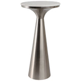 Tapered Metal Base Drink Table, White/Silver