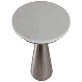 Tapered Metal Base Drink Table, White/Silver