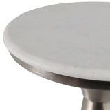 Tapered Metal Base Drink Table, White/Silver