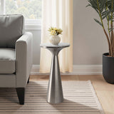 Tapered Metal Base Drink Table, White/Silver