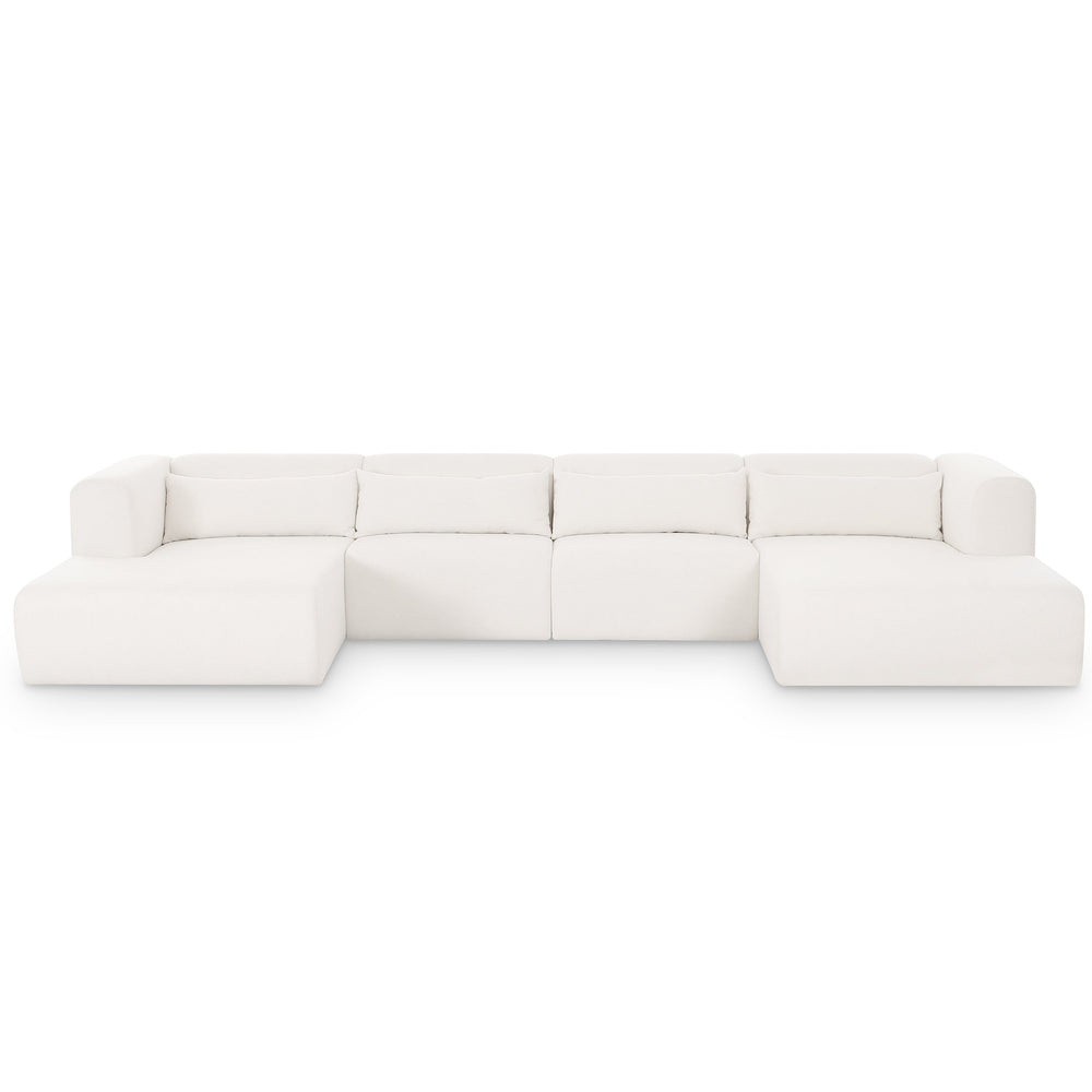 Tarra 4 Piece Chenille U-Sectional, Cream-Furniture - Sofas-High Fashion Home