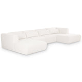 Tarra 4 Piece Chenille U-Sectional, Cream-Furniture - Sofas-High Fashion Home