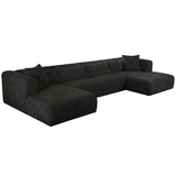 Tarra 4 Piece Corduroy Modular U-Sectional, Black-Furniture - Sofas-High Fashion Home