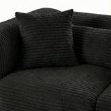 Tarra 4 Piece Corduroy Modular U-Sectional, Black-Furniture - Sofas-High Fashion Home