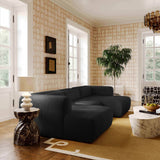 Tarra 4 Piece Corduroy Modular U-Sectional, Black-Furniture - Sofas-High Fashion Home
