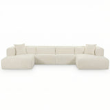 Tarra 4 Piece Corduroy Modular U-Sectional, Cream-Furniture - Sofas-High Fashion Home