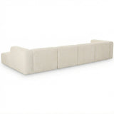 Tarra 4 Piece Corduroy Modular U-Sectional, Cream-Furniture - Sofas-High Fashion Home