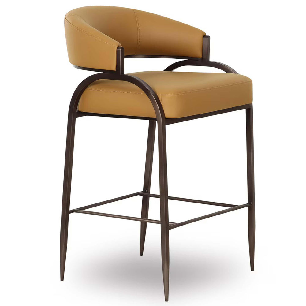 Tatum Vegan Leather Counter Stool, Tan-Furniture - Dining-High Fashion Home