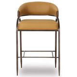 Tatum Vegan Leather Counter Stool, Tan-Furniture - Dining-High Fashion Home