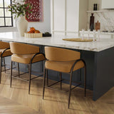 Tatum Vegan Leather Counter Stool, Tan-Furniture - Dining-High Fashion Home