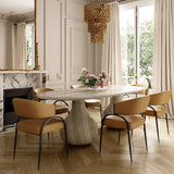 Tatum Vegan Leather Dining Chair, Tan-Furniture - Dining-High Fashion Home