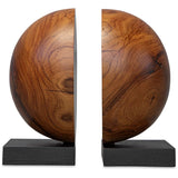 Teak and Noir Bookends, Set of 2, Black/Brown-Accessories-High Fashion Home