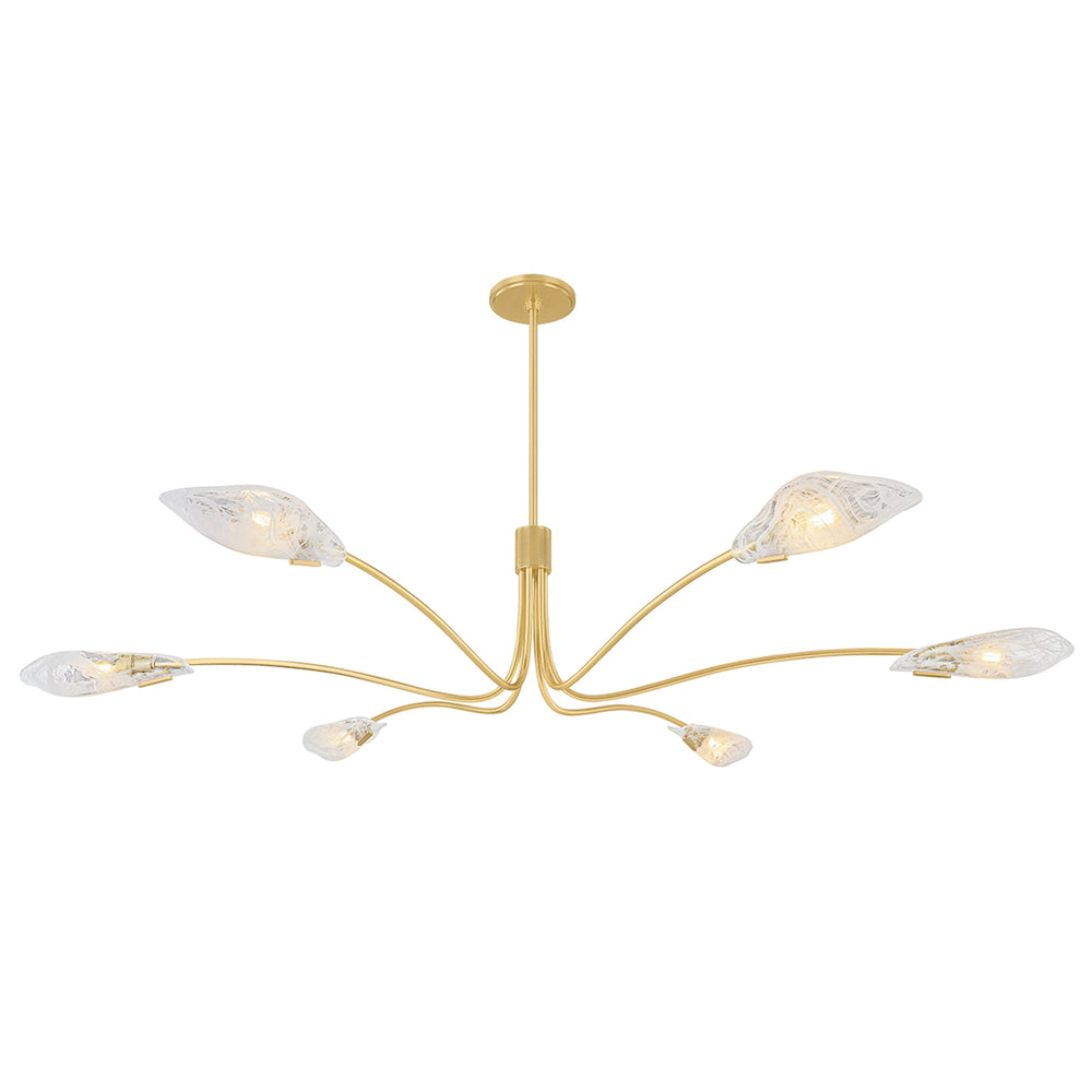 Tenafly 6 Light Chandelier, Aged Brass