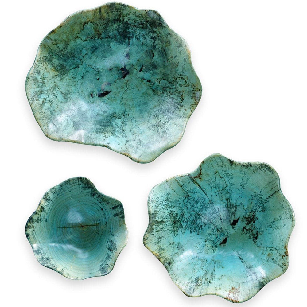 Teo Wood Wall Decor Set of 3, Blue-Accessories-High Fashion Home