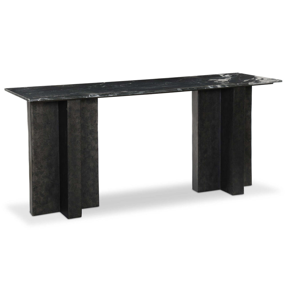 Terrell Large Console Table, Black Marble/Raw Black
