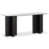 Terrell Large Console Table, Polished White Marble/Raw Black by Four Hands