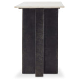 Terrell Large Console Table, Polished White Marble/Raw Black by Four Hands