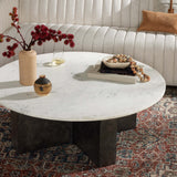 Terrell Round Coffee Table, White Marble