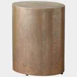 Texture Drum Table, Antique Brass-Furniture - Accent Tables-High Fashion Home